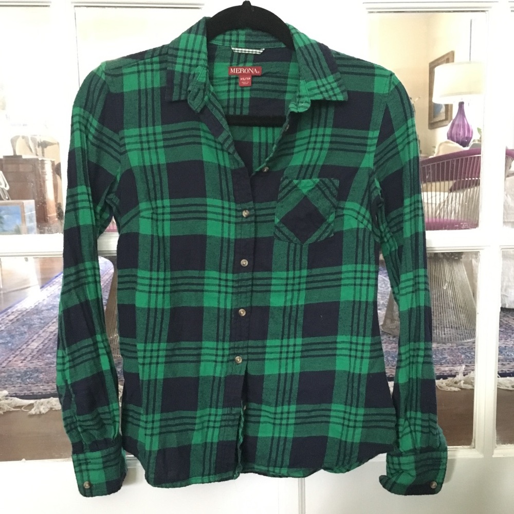 Merona Green and Navy Cozy Flannel